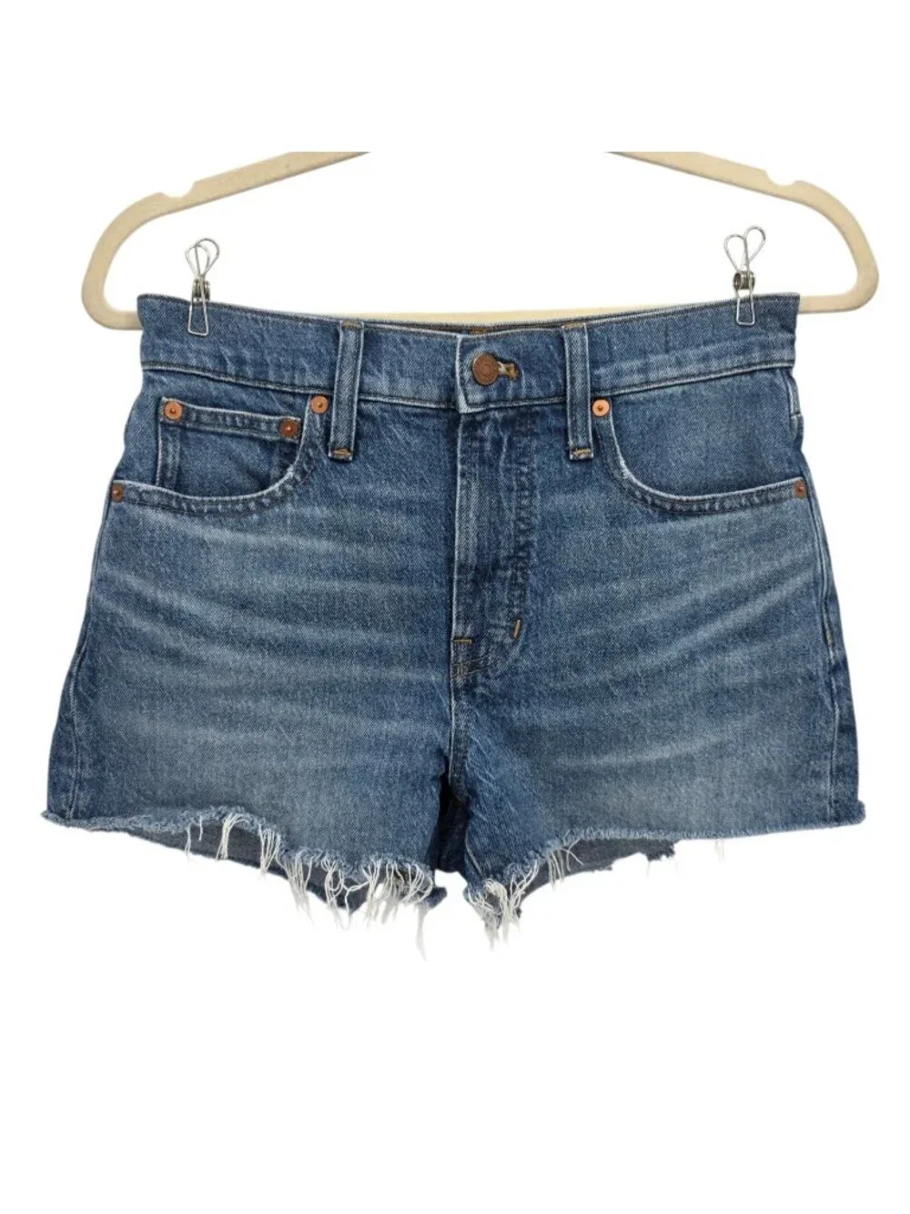 Madewell Womens 26 Shorts The Perfect Jean Short High Rise Raw Hem Distressed